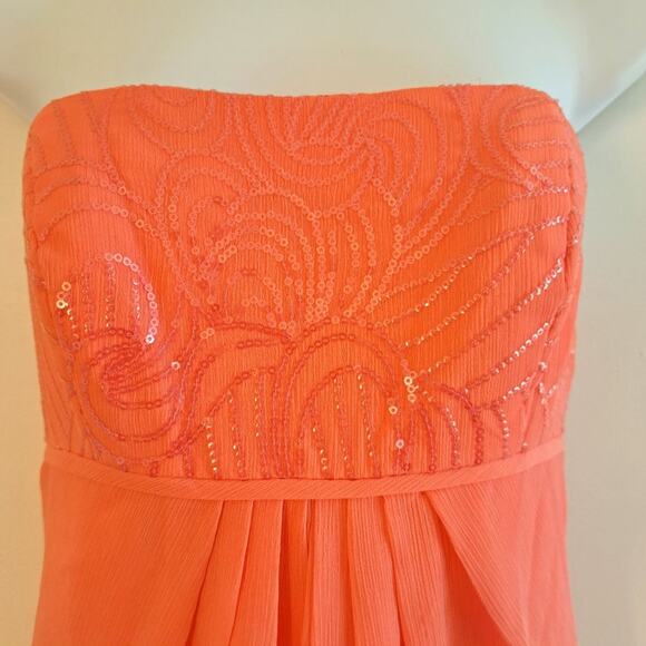 David's Bridal Sequin Strapless Chiffon Dress - Picture 4 of 9